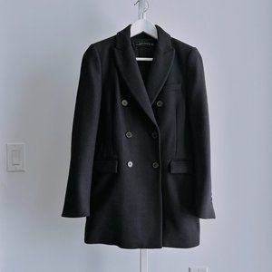 Zara Winter Wool Coat in Navy - Size XS